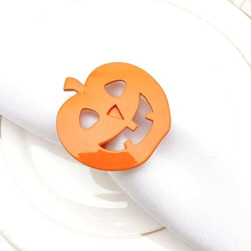 6PCS Hotel Napkin Ring Practical Small Pumpkin Napkin Rings Halloween Thanksgiving Grimace Orange Pumpkin Napkin Button