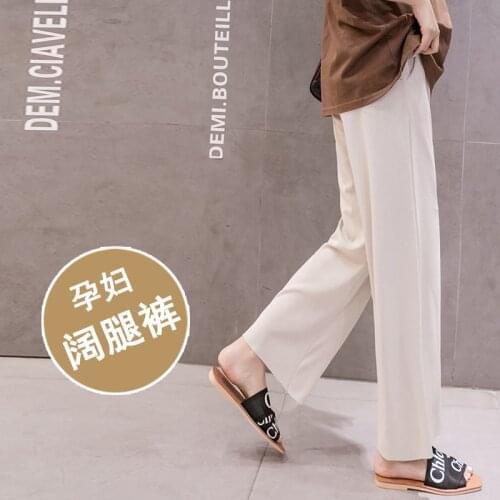 6050# Summer Thin Maternity Pants Wide Leg Loose Straight Belly Pants Clothes for Pregnant Women Breathable Pregnancy Casual