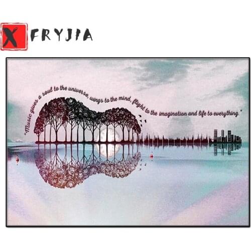 Diamond Mosaic Landscape 5D DIY Diamond Painting Romantic scenery Guitar Full Square Drill Decor Home Picture Of Rhinestone