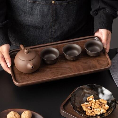 Water Storage Bamboo Tea Tray Eco Friendly Chinese Dry Bubble Tea Tray Ceremony Food Serving Plateau Bois Kitchen Teaware DG50CP