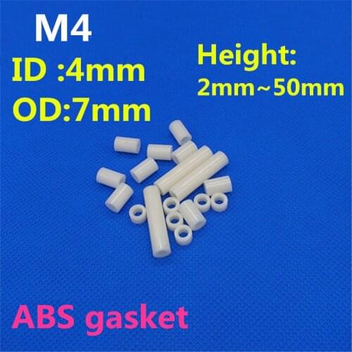 100pcs M4 white ABS Rround spacer standoff Nylon Non-Threaded Spacer Round Hollow Standoff Washer