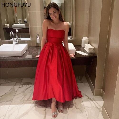 HONGFUYU Long Simple Red Evening Dress A-Line New 2021 Sweetheart Hi-Lo Sleeveless Party Dresses Maxi Womens Prom Evening Gowns