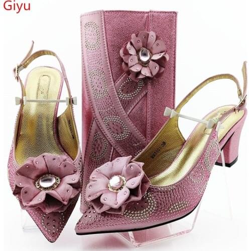 Doershow African Shoes And Bags To Match Set High Quality Women Shoes And Bag Sets Italian Shoes And Bag Set For Party SGO1-10