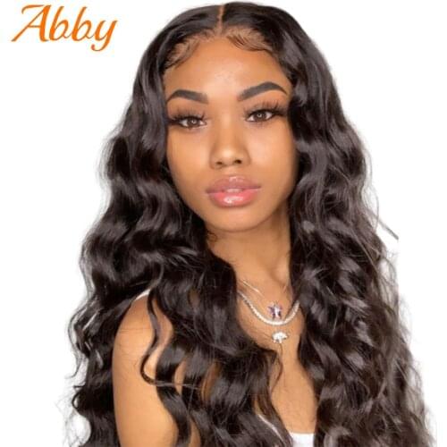 ABBY Loose Wave Lace Front Human Hair Wigs Preplucked Brazilian Loose Wave T Part 13*4*1 Transparent Lace Front Wigs For Women