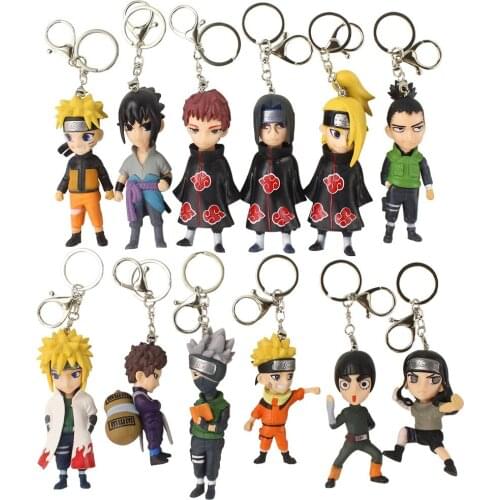 6pcs/Set 9-11cm Naruto Shippuden Anime Kakashi Gaara Uchiha Itachi Sasuke Shikamaru Action Figure Model Toys Keychain Brinquedos