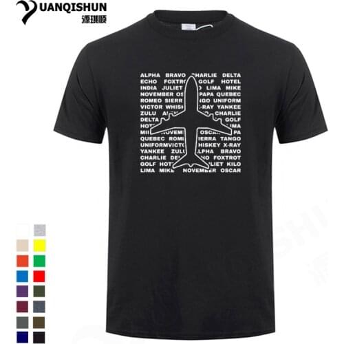 Aviation Phonetic Alphabet Pilots Airplane T-Shirt Fashion Design 16 Colors Pure Cotton Short sleeves Tops Tee Summer Men TShirt