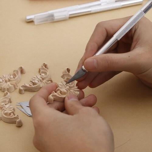 Hot Sale Metal Wood Carving Pen Paper Cutter Sculpting Cutting Hand Craft Tools+5 Blades DropShipping