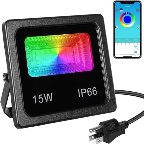 2pc APP 15W RGBW Led Floodlight Bluetooth Outdoor Smart Flood Light 85-265V IP66 Waterproof Color Changing Spotlight APP Group 1