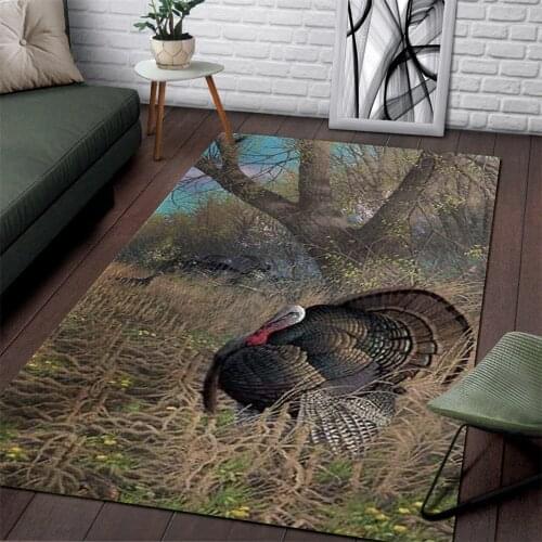 Turkey Hunting 3D Printed Carpet Mat for Living Room Doormat Flannel Print Bedroom Non-slip Floor Rug Style-2