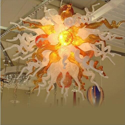 Beautiful Amber Glass Pendant Light Mixed Colorful Blown Glass Chandelier Cute Rustic Style