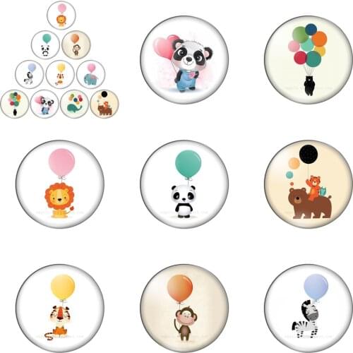 Balloon Animals Lion Monkey Tiger Bear Panda 10mm/12mm/16mm/18mm/25mm Round Photo Glass Cabochon Demo Flat Back Making Findings