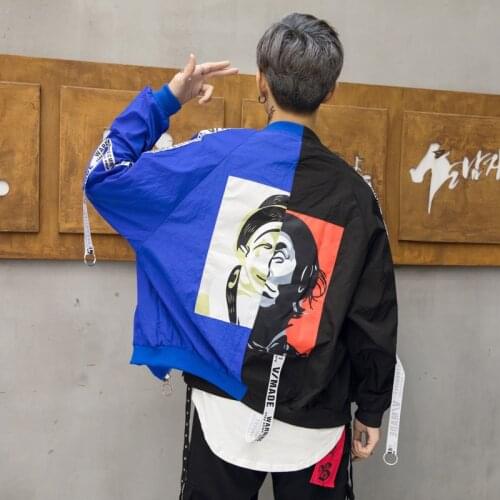 Hip Hop Jacket 2018 New Hot Selling Clown Printing Mens Jackets Hip Hop Big Yard the Tide Casual Joining Together Jacket 3XL