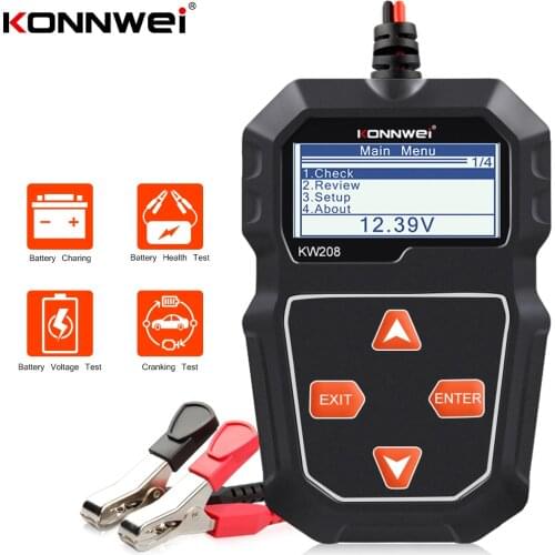 KW208 Car Battery Tester 12V 100 to 2000CCA Cranking Charging Circut Tester Battery Analyzer 12 Volts Car Battery Scanner Tools