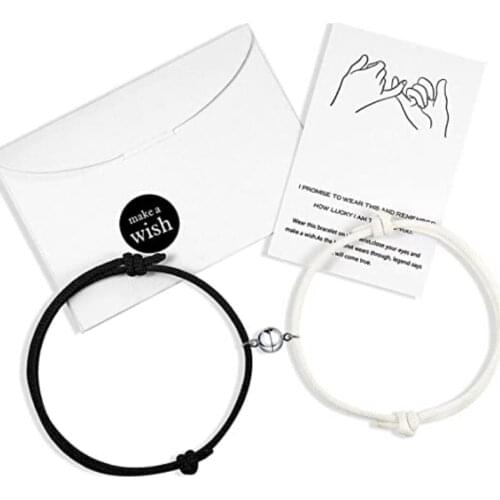 2021 Hot Magnet Bracelet Couple Handmade Adjustable Rope Matching Braslet Infinite Love Braclet Lucky black white Brazalete Gift