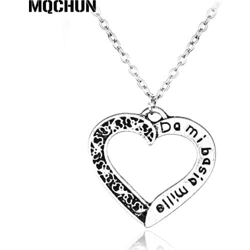 Movie Series Fashion Jewelrys Silver Plated Vintage Outlander Dami Basia Mille Heart Shape Pendant Necklaces for Women