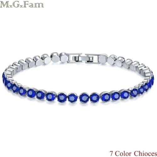 MxGxFam 7 Color Choices White Gold Color Small Bracelets For Women 19 cm AAA+ Cubic Zircon Good Quality