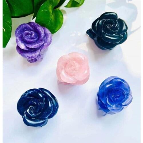 Wholesale Natural Hand Crafts Crystal Flower Home Decoration Rose Flower Gem For Gift LFW