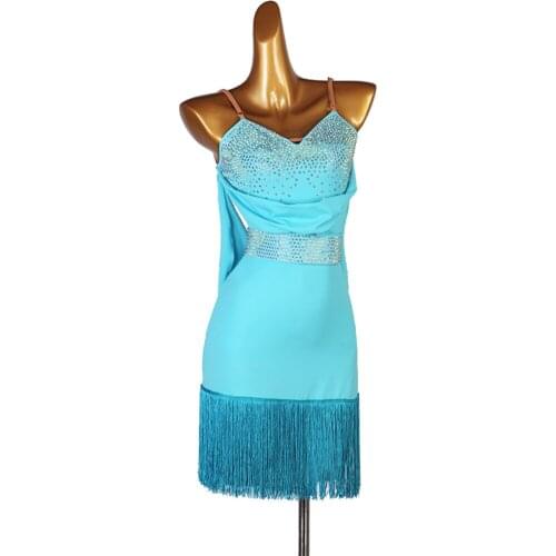 Fringe Latin Dance Dress Women Sexy Sleeveless Practice Clothes Female Ballroom Dance Competition Stage Dresses