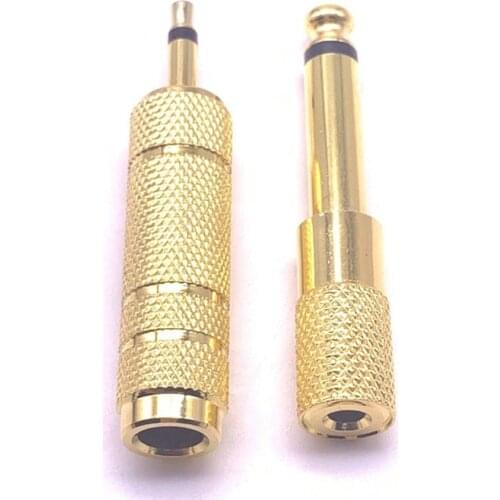 Gold-Plated 6.5 to 3.5 Female Single Track Adapter Microphone Ear Machine 3.5mm Female to 6.35 Male Plug Small to Large