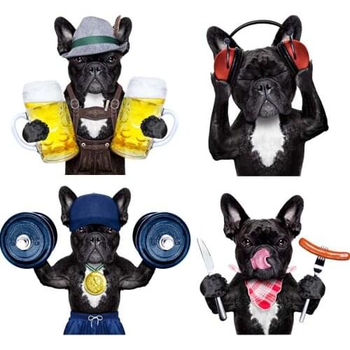 Various Bulldogs DIY Patches On Cloths Iron On Heat Transfer For Clothes T-shirt Printing Stickers Appliques Washable