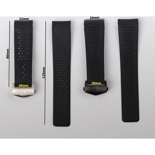 22mm 24mm Silicone Black Submersible Men Watchband For TAG HEUER strap Perforated Watch Band Sport Bracelet belt Accessories