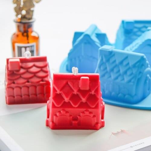 Christmas House Shape Candle Mold Cake Mould DIY Chocolate,Fondant,bread,Baking Decoration Sugar Cookie Silicone Molds