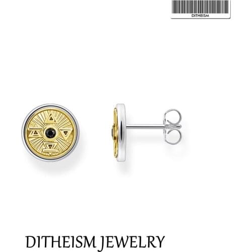 Earrings Elements Fire, Water, Air & Earth 925 Sterling Silver Golden Color 2021 Brand NEW Ear Studs Jewerly Gift For Women Men