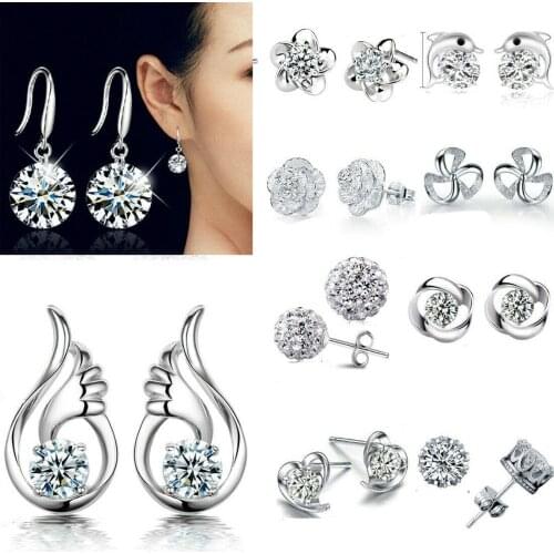 Fashion Womens Earrings Luxury Elegant Drop Crystal Ear Stud Earrings Jewelry Gifts Wedding