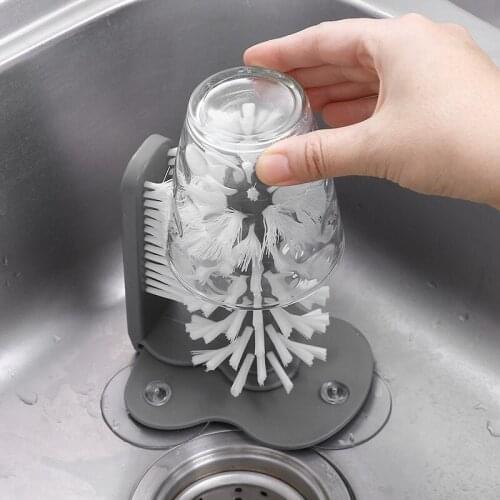 Cup Bottles Suction Cleaning Brush Sink Water Scrubber Wine Cleaning Cup Brush Glass Cleaner Kitchen Accessories Drop Ship