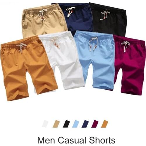 Summer Brand Men Solid Shorts New Mens Drawstring Casual Comfortable Breathable Shorts Male