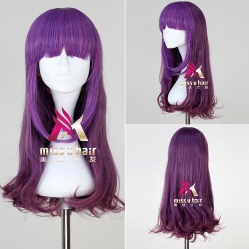 Synthetic Long Straight Lolita Wigs With Bangs Purple Japan Harajuku Daily Wigs For Women With Bangs Heat Resist+wig cap