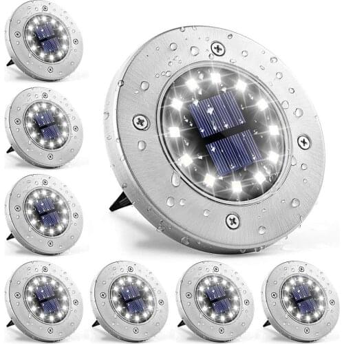 Yohencin Solar Ground Lights,12LED Floor Lights for Outdoor Garden IP65 Waterproof Solar Disk Lights White 8 Pack