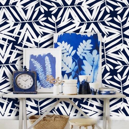 Tuya Art cutomize 3D wall paper mural modern simple leaves pattern on the wall wholesale for living room bedroom mural wallpaper