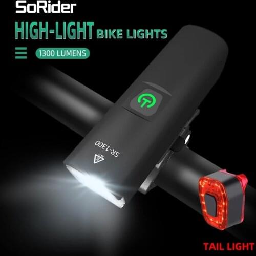 SoRider Bicycle Light 1300 Lumens Bike High Brightness Multi-Function USB Rechargeable Road MTB Cycling Safety Front Lights