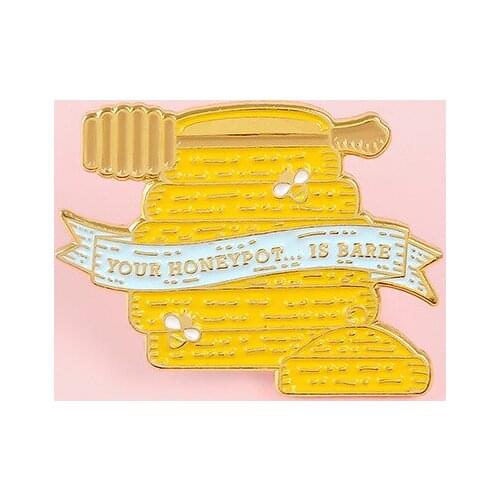 Yellow Bee Honey Jar Enamel Pin Your Honey Pot Is Bare Badge Brooch Denim Jean Clothes Fashion Animal Jewelry Gift For Friends