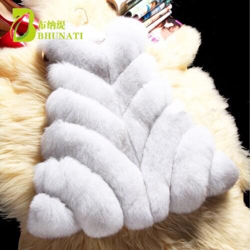 BHUNATI Winter Women Faux Fur Vest Lady Fashion Skirt Style Jacket Coat Solid Female Sleeveless Artificial Fox Fur Coat