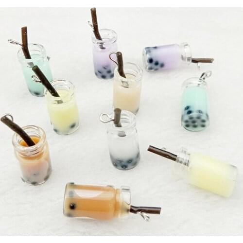 10pcs 27x10mm Jewelry resin 3D drink Beverage cup Kiwi juice charms for Earrings making pendants Hanging Handmade Diy Material