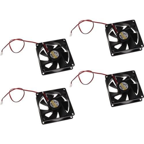 4Pcs 80mm Case Fan 12V DC PC CPU Computer Cooling Fan 2Wire 2Pin 8025 Black