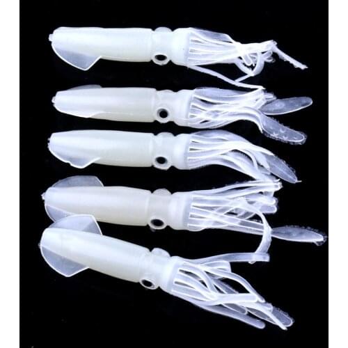 Big Sale 50pcs/10pack Rubber Silicon Wobblers Tackle Squid Jigs Fishing Lure Luminous Squid Soft Bait10cm 8g