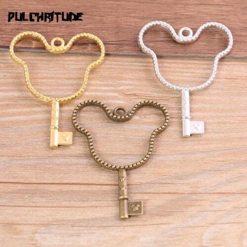 6pcs 36*51mm Three Color Alloy Jewelry Accessories Article For Mickey Charm Hollow Glue Blank Pendant Tray Bezel