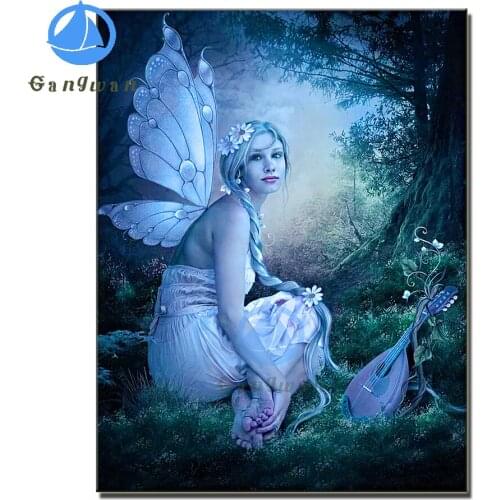 Diamond Painting butterfly fairy Character Art 5d Cross Stitch full Diamond Embroidery Mosaic Home Decor violin girl Picture