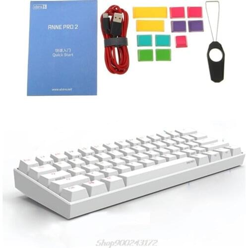 Anne Pro2 60% Bluetooth-compatible 4.0 Type-C RGB 61 Keys Mechanical Gaming Keyboard Cherry Switch GateronJy21 20 Dropship