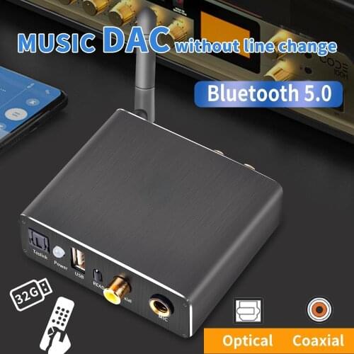DAC Decoder Adapter Bluetooth 5.0 Receiver Audio Amp U-disk Player KTV Microphone Optical Coaxial To Analog Converter remote