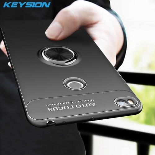 KEYSION Luxury Ring Holder Phone Case For Xiaomi Mi Max 2 Magnetic Car Stand Soft Silicone Matte Cover For Xiaomi Max2 Capa