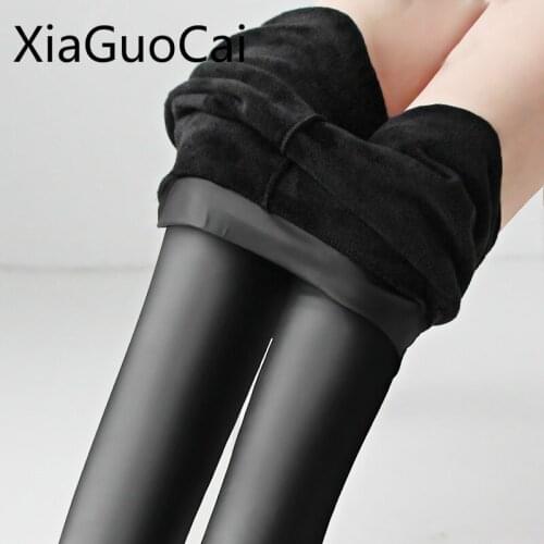 Black Warm Winter Women Leggings Big Size Slim Flannel Ankle-length High Waist Leggings 4xl Cotton Pants Drop Shipping W9 35