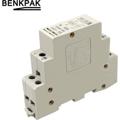 HC1-20 16A 250V Coil Volt 16A Double Pole Electric Power AC Contactor Block