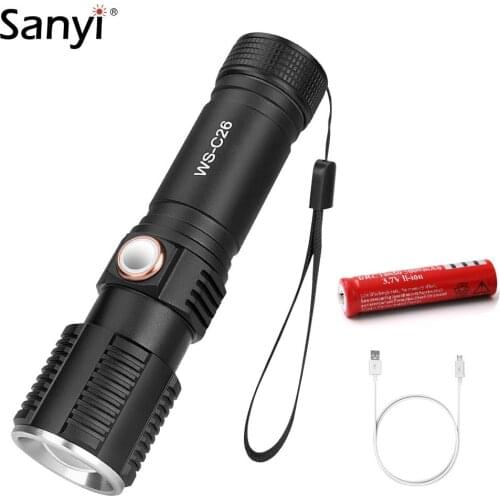 USB Rechargeable Flashlight XML T6 LED Zoomable Focus Torch 18650 AAA Battery Powered Lantern Tactical Flashlights For Camping