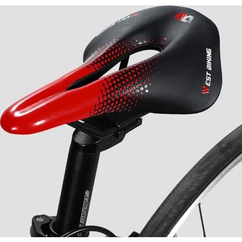Mountain Bike Saddle 3D Hollow Breathable Bicycle Padded Saddle Seat Wide Comfort Soft superflow Cushion MTB Pu Leather Seat