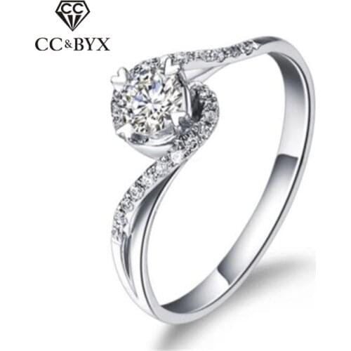 CC Rings For Women Solid S925 Silver Torque Arm Heart Elegant Simple Ring Wedding Engagement Bridal Jewelry Anillos CC822