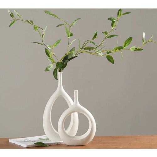 Creative Ceramic Dried Flower Vase Ornaments Home Crafts Decoration Desktop Rose Vases Plants Green Bonsai Flower Pot Planters